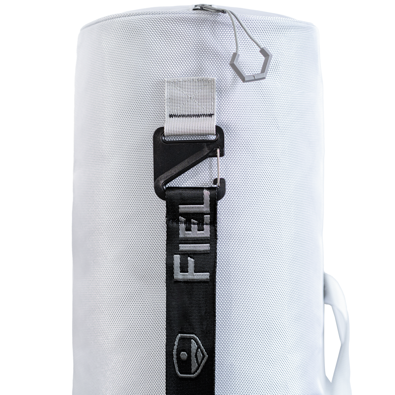 The FieldLux Chair Bag, grey ballistic nylon carry bag with wraparound handle and wide shoulder strap.